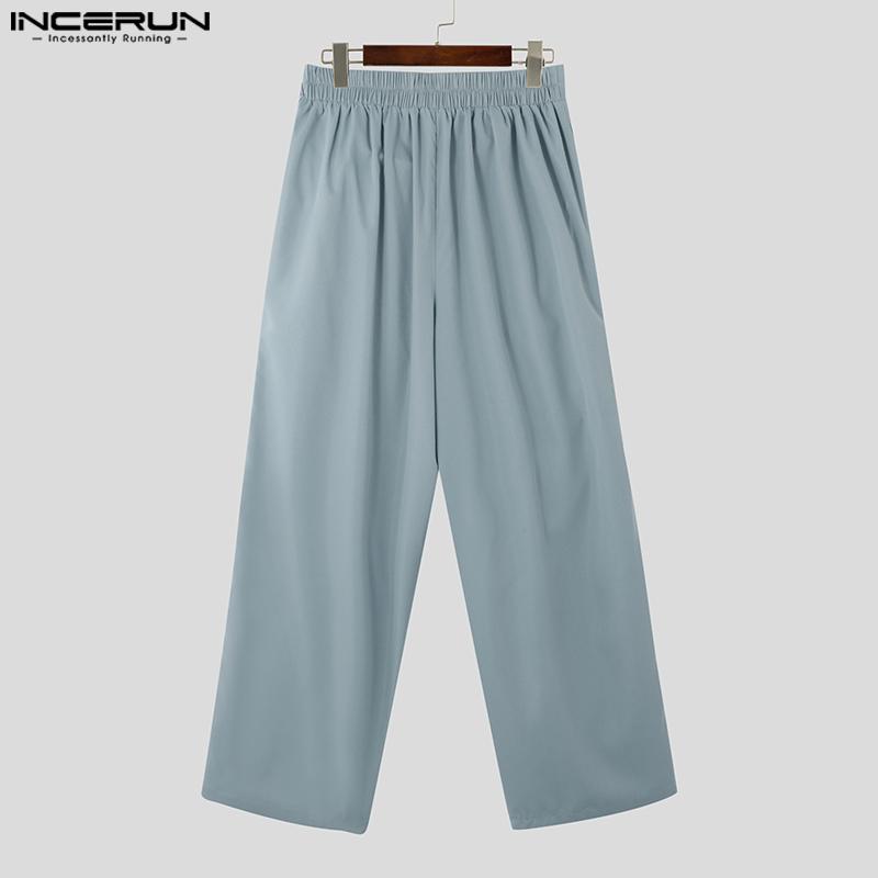 INCERUN Men Irregular Ruffled Elastic Waist Long Loose Casual Trousers Pants