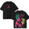 Kira Yoshikage Print T-Shirt Anime JoJo's Bizarre Adventure Kleidung Herren Lässig Baumwoll-T-Shirts Retro Gewaschenes T-Shirt Harajuku Top