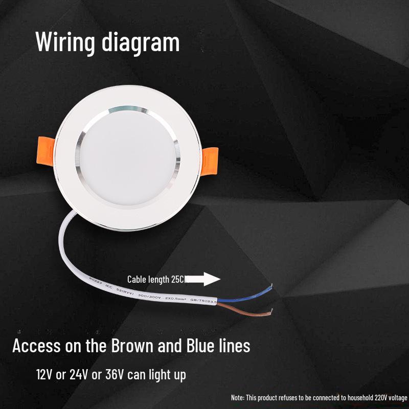 Low Voltage 12V-36V Ultra-Thin LED Downlight for RVs and Boats, 24V Driver-Free, Embedded Design.