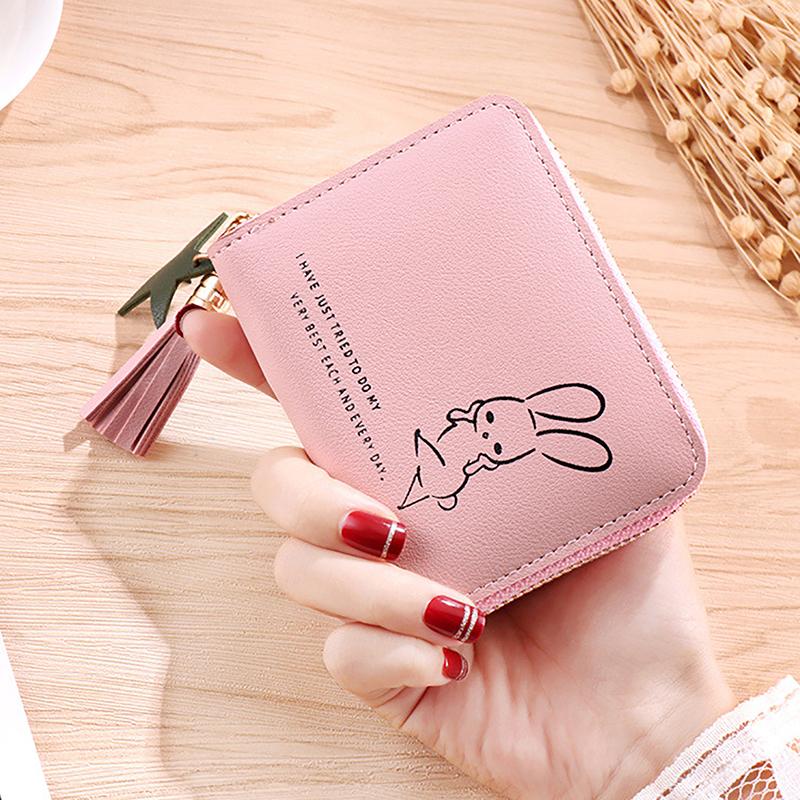 Women Wallet Ladies Mini Small Short Tassel Wallet Cute Girl Zipper Pu Leather Coin Purse Female Hand Wallet Purse