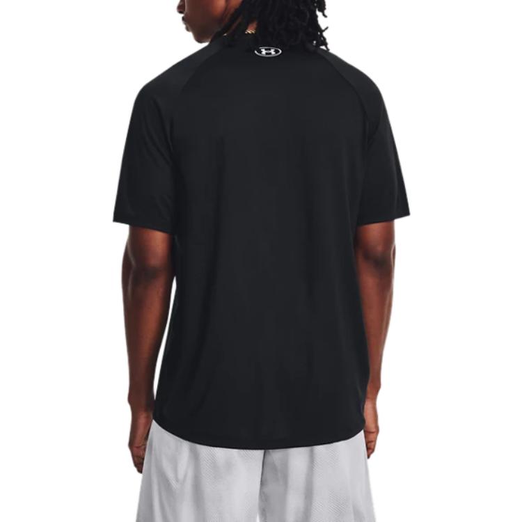 Under Armour Crew Neck Pullover Letter Print Solid Short Sleeve T-Shirt Men Tops Black 1380785-001