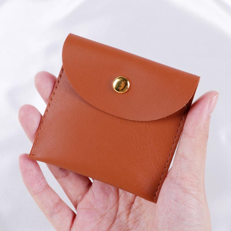 Leather Jewelry Storage Pouch: Dustproof Snap Button Bag for Necklace, Ring, Earring with Print Logo
