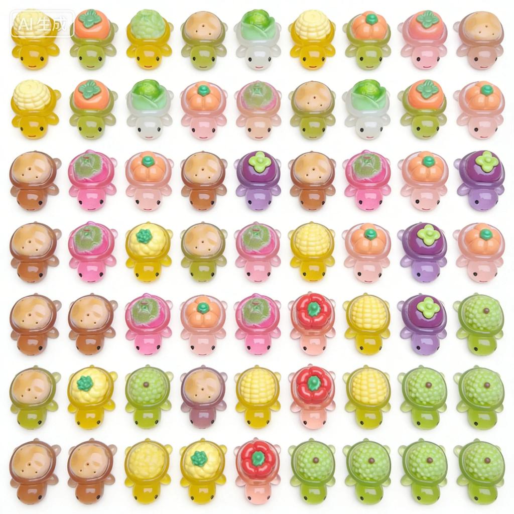 100Pcs New Resin Crafts Glowing Vegetable Turtle Garden Fish Tank Miniatures Ornaments Mini Luminous Turtles Home Decoration