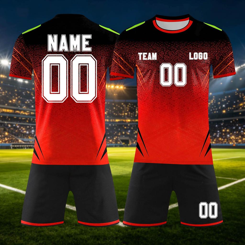 Custom DIY Two Piece Jersey Set Short Sleeve Shirt and Shorts Personalized and Number for Sports Team Uniforms