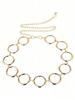 1pc Personality Geometric Circle Single Layer Body Chain, Simple Punk Metal Waist Chain Women