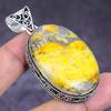 Natural Bumble Bee Jasper 925 Sterling Silver Jewelry Pendant 2.25" ETC-14623