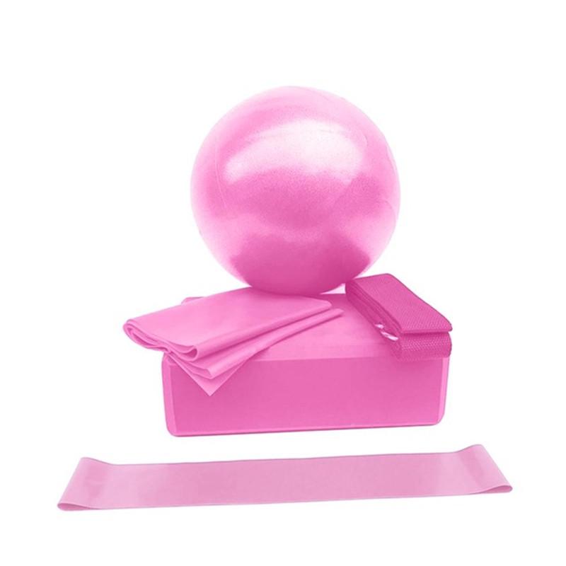 

5 шт./компл., мяч для йоги, плитка для йоги, растягивающаяся лента, латексное кольцо сопротивления, оборудование для фитнеса и йоги розовый