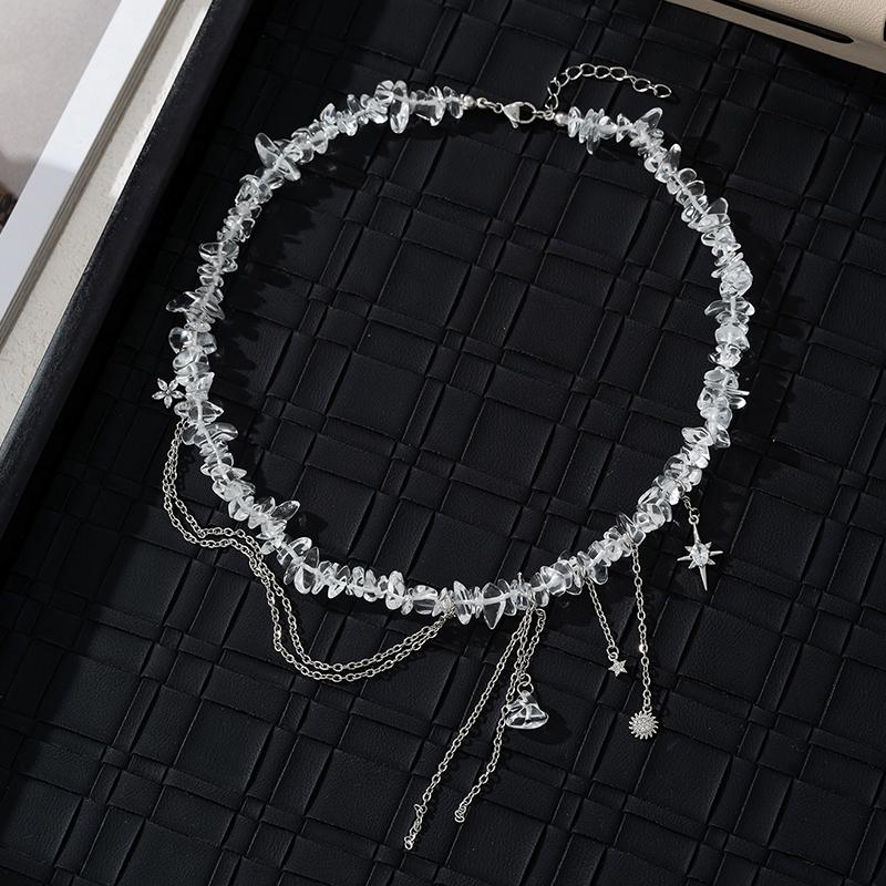 

Элегантное Универсальное Ожерелье-подвеска с кисточкой из неправильного гравия и звезды для женщин и девушек, модная персонализированная цепочка на ключицу, подарки