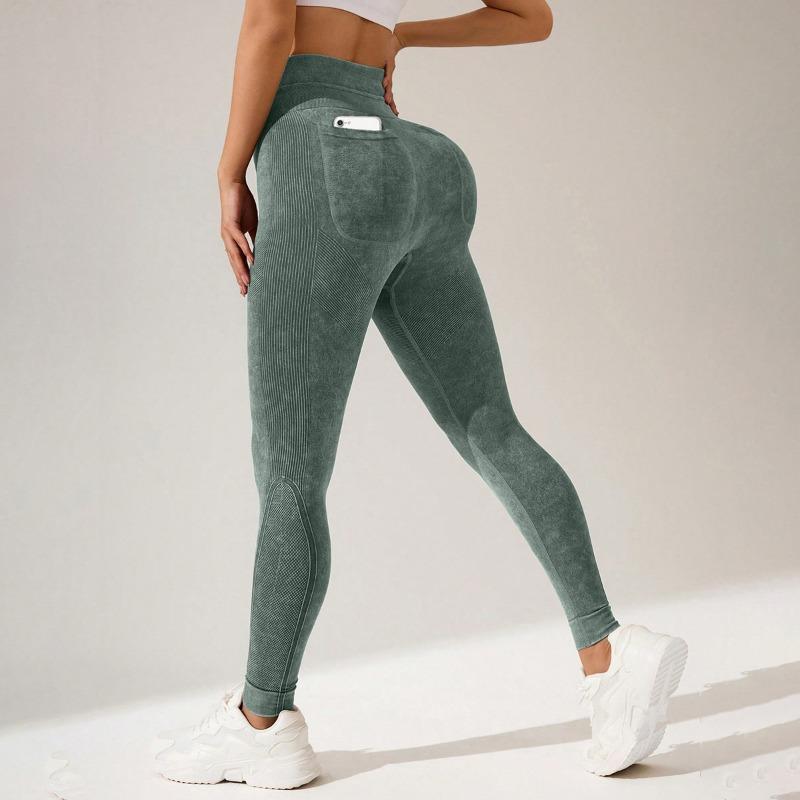 

Полосатые спортивные леггинсы для улицы женские с высокой талией и поддержкой бедер, костюм для йоги, быстросохнущие спортивные фитнес-брюки для бега L зелёный