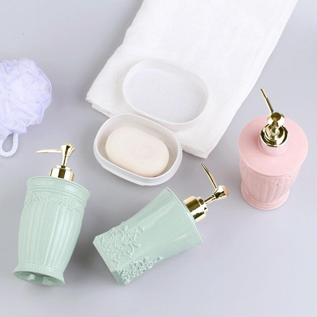 Stained Carved Empty Pump Refillable Bathroom Shampoo Shower Gel Bottles Dispenser Liquid Soap Dispenser Bath Gel Press