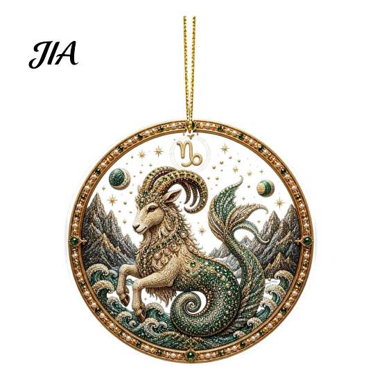 Hanging Home Ornament 2D Flat Pearl Painting Ornament, Double Sided Zodiac Theme Gem Decorative Pendant Art Craft, Rhinestone Beads Pattern