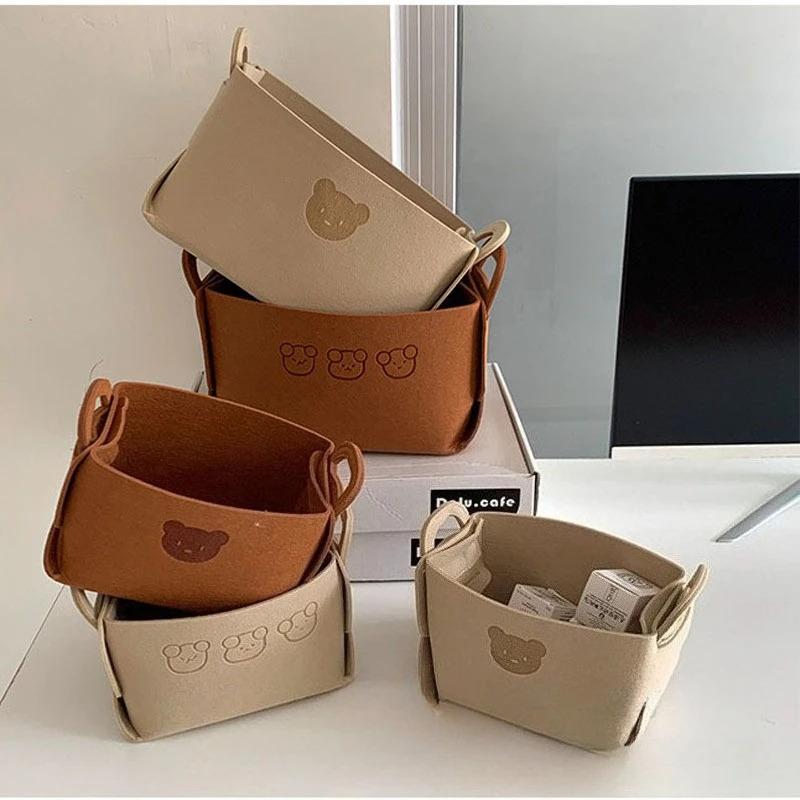 Plush storage basket, office organizer box, foldable storage basket, for snacks, toys, cosmetics, laundry hamper
