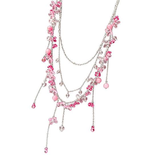 Layered Flower Necklace Set Dainty Crystal for Women Snowflake