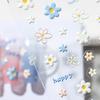 5D Summer Flower Embossed Nail Sticker Gel Polish Sticker For Nail Decoration Bear Decals Self-adhesive Sliders Manicure Design