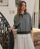 DEHEVE Collar Stripe Sweatshirt [Gray]