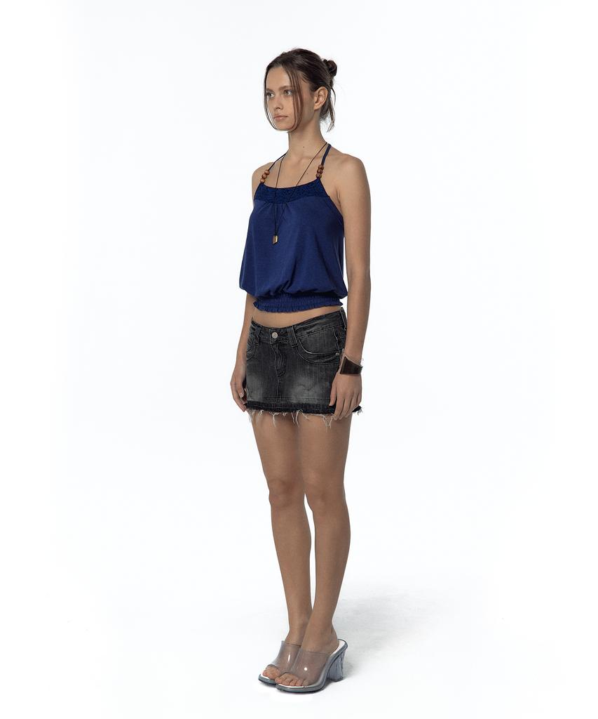 Kasiko Split Pocket Denim Skirt Black