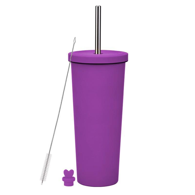 830ml Stainless Steel Insulated Tumbler With Wide Opening Straw Lid Bubble Tea Coffee Water Vacuum Thermos Cup Office