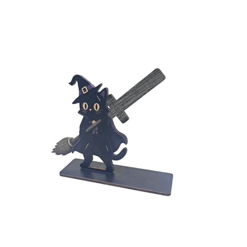 Wooden Grim Reaper Skeleton Decor Funny Cartoon Ornaments For Halloween Home Tabletop Decor