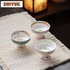 80ml Hand-painted Flowers High Foot Teacup Creative Tea Bowl Tea Cup Set Tea-tasting Meditation Cup Chazhan Master Cups Tea Set