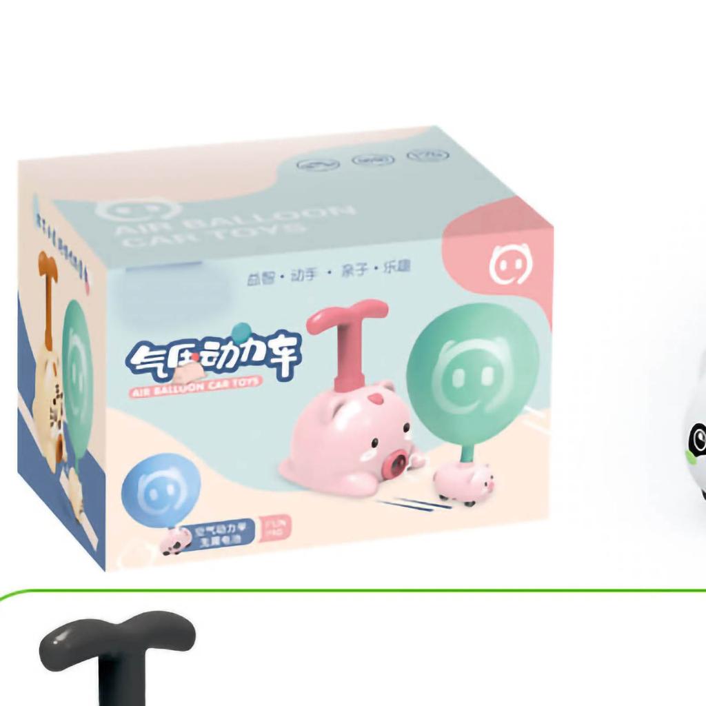 Balloon Powered Launcher Toy Educational Cartoon Aerodynamics Inertial Power Car Racers for Boys