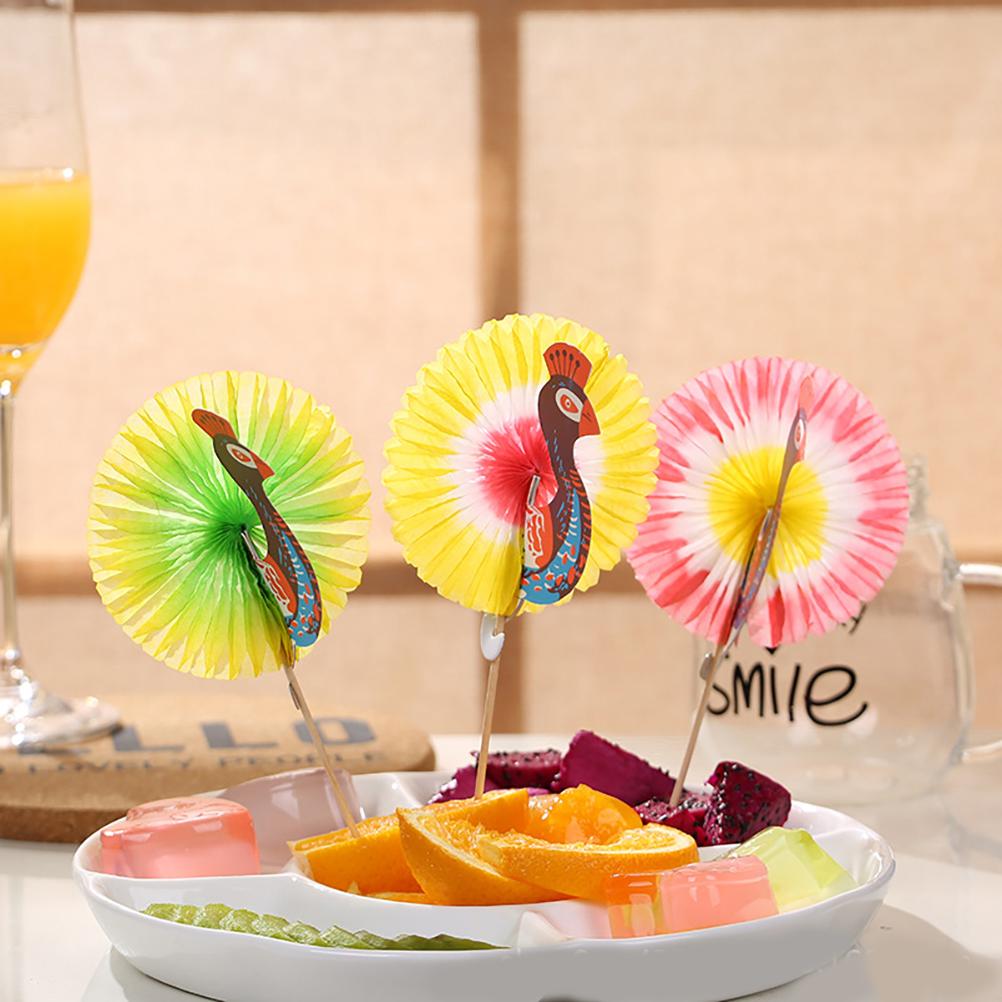 50 Pezzi Spiedini Frutta Pavone Forniture per Feste Stuzzicadenti per Bevande Decorazioni per Drink Stuzzicadenti per Dolci in Legno Ornamenti per Cocktail Banchetto