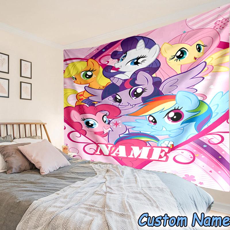Custom Name Tapestry Rainbow Unicorn Tapestry Room Decoration Wall Hanging for Living Room Bedroom, Dormitory, Birthday and Christmas Gifts