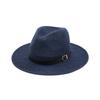 Navy Blue Beach Straw Hat Women Mens Wide Brim Elegant Panama Hat Fedora Female Casual Fashionable Summer Sun Hats Khaki Fashion