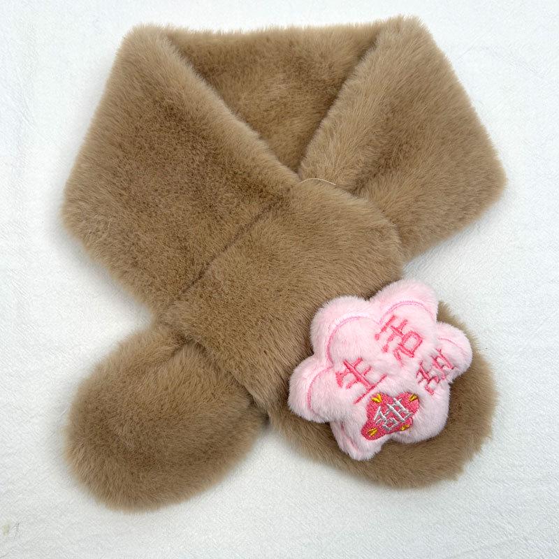 2025 Children's Cartoon Rabbit Fur Scarf – Thickened, Plush, Autumn/Winter Baby Neck Warmer for New Year and Christmas.