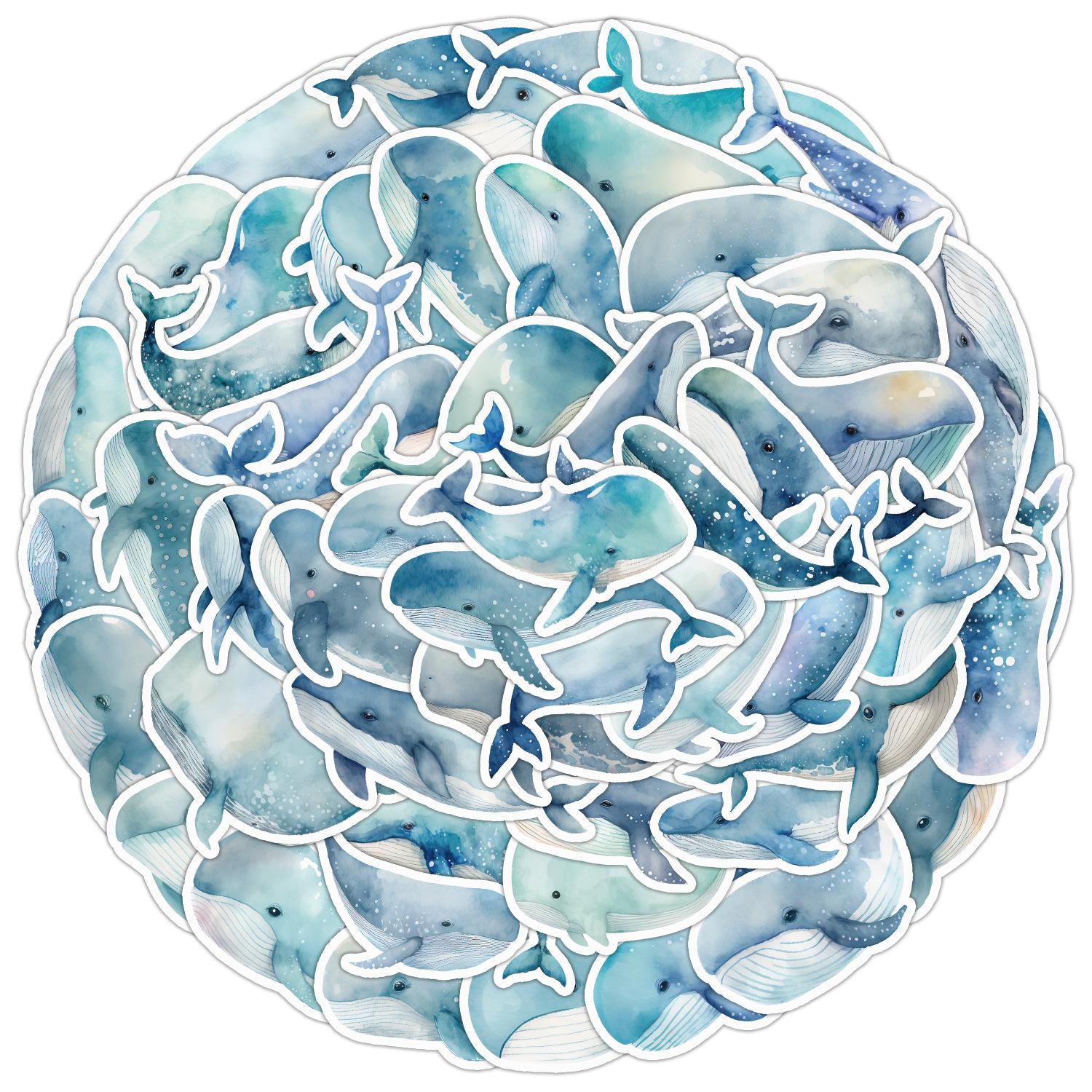 

50 Граффити-наклеек «Синий кит» Ins Ветер Детские милые наклейки для ручного учета Наклейки для чашки для воды Мобильный телефон Водонепроницаемые Креативные наклейки