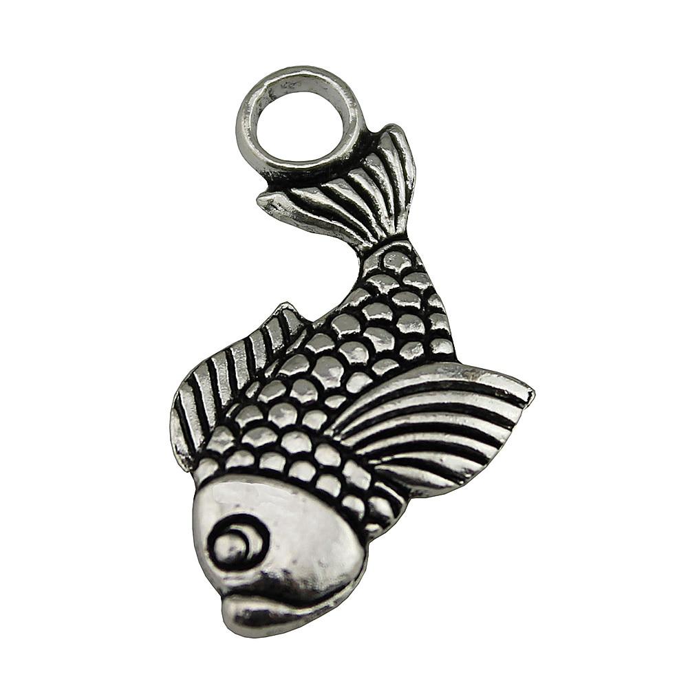 

10шт подвески в виде рыбы античное серебро цвет цинковый сплав 32х19мм