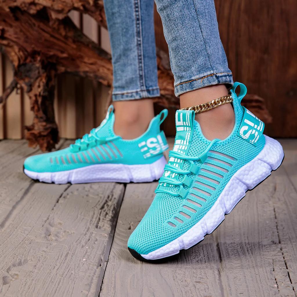 Shoes of Woman Ultra Breathable Trendy Knitted Mesh Lace Up Shoes Comfort Aesthetics Outings Walking Women's Casual Sneaker