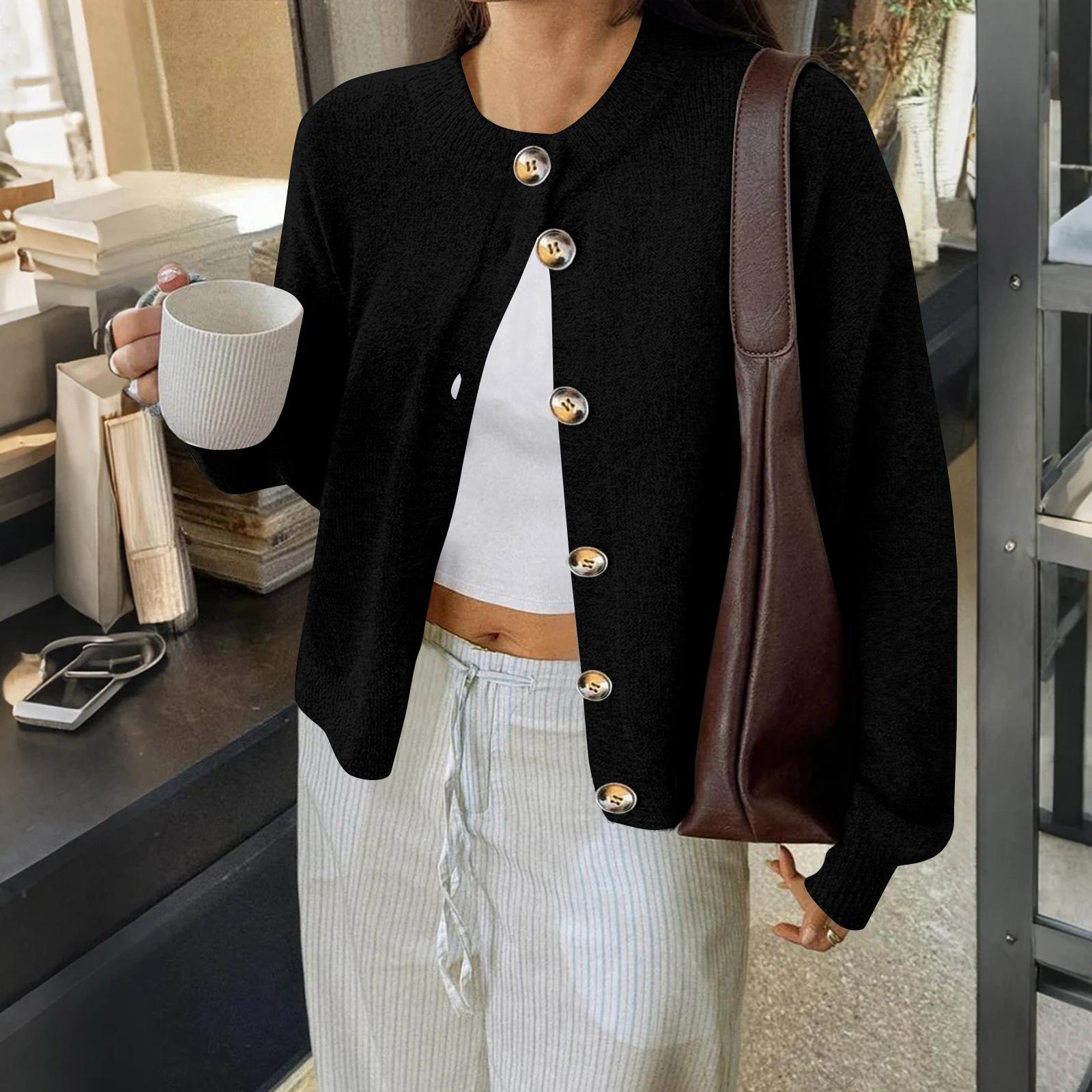 

Women s Cardigan Sweaters Lightweight R-Neck Long Sleeve Outfits Fall Fashion Clothing L