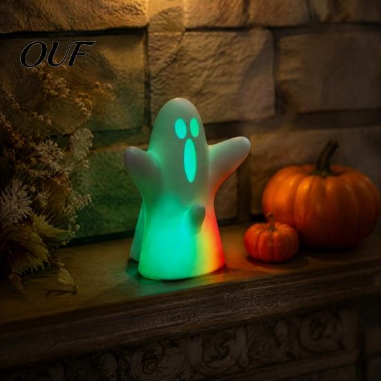 Unique Halloween Gifts for Friends Ghost Decorative Light, Spooky LED Table Lamp Ornament, Funny Desktop Decoration Cute Statue with Lights