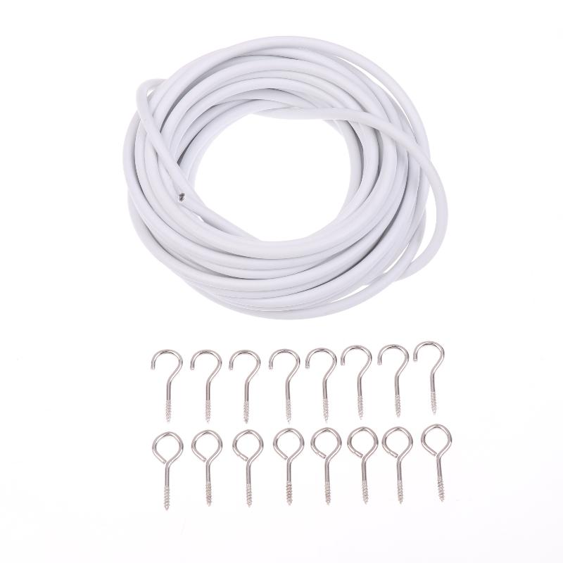 1 Sett Hvit PVC Stål Gardinskinne Tråd 2/3/5/6 Meter Gardin Fjærtau Med Kroker Øyer Veggopphengslinje