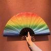 Bright Folding Fan Bright Color Rainbow Starry Sky In The Dark Festival Acting Hand Fans Women Girl Party Dancing Fan