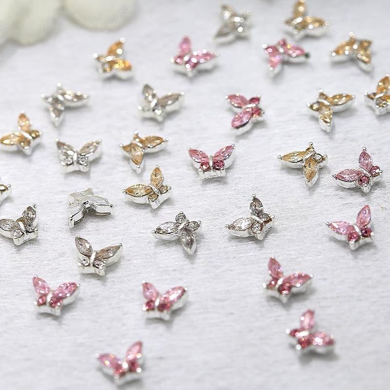10pcs Alloy Butterfly Nail Art Charms 3D Stereoscopic Jewelry Manicure Decoation DIY Nail Rhinestones Gems Accessories