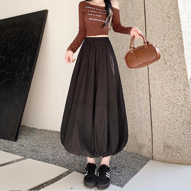 A-Linien-Rock mit hoher Taille in Übergröße - Unifarben, Lang, Vielseitig, Schlankmachend, Frühjahrs-/Sommerdesign für Damen