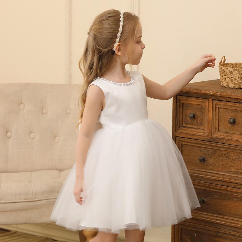 Sleeveless Mesh Tulle Puffy Princess Dress For Kids Girls Wedding Party Birthday