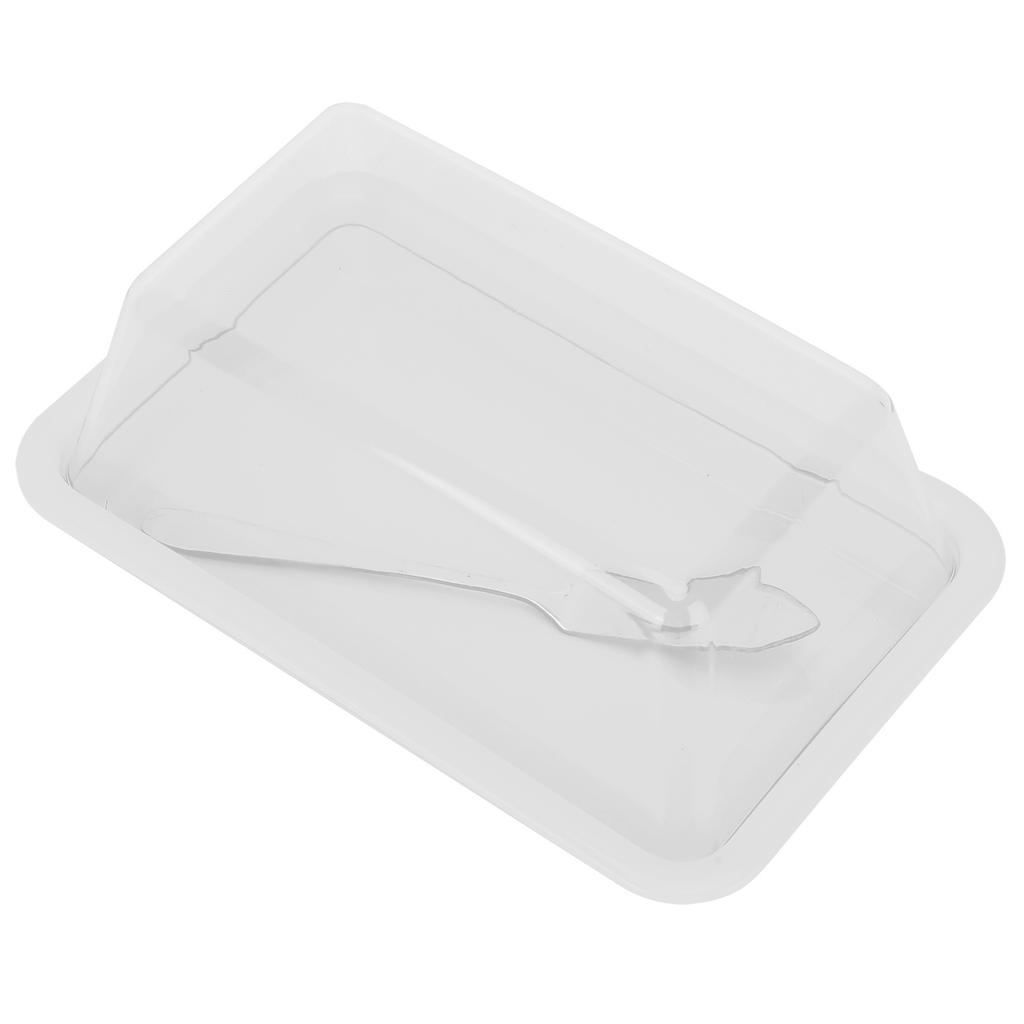 Rectangular Butter Cutting Box with Lid Portable Butter Storage Box for Home KitchenWhite