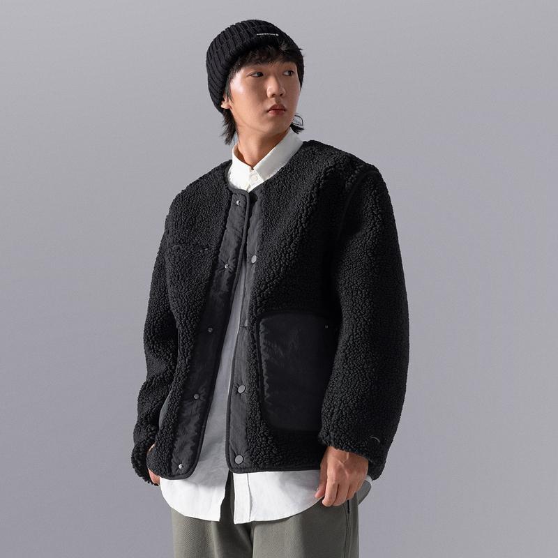 Li Ning CF Suo Round Neck Single Button Warm Long Sleeve Knit Sweater Men Sweater Black AFDU911-4