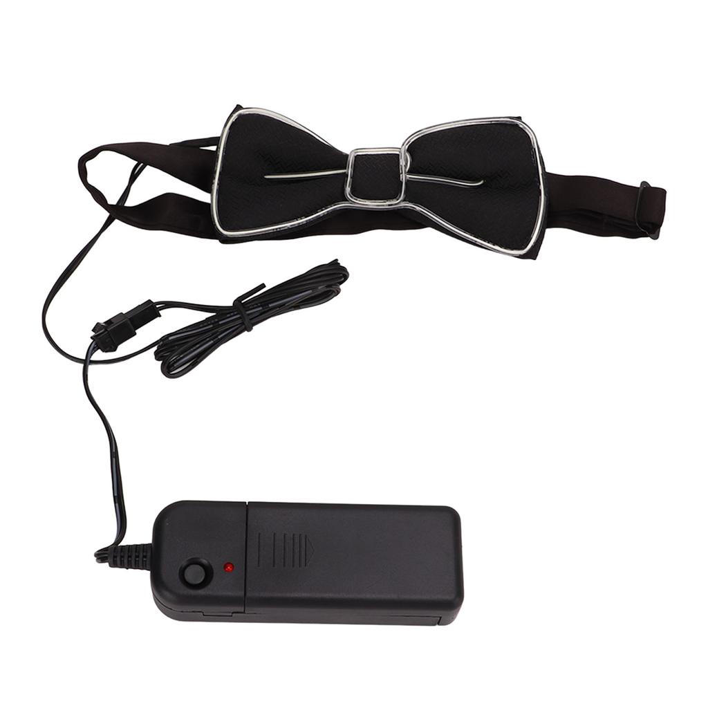 LED Bow Tie Polyester Plastic Copper Wire Adjustable Glowing Necktie for Party Dance Festival Club Green