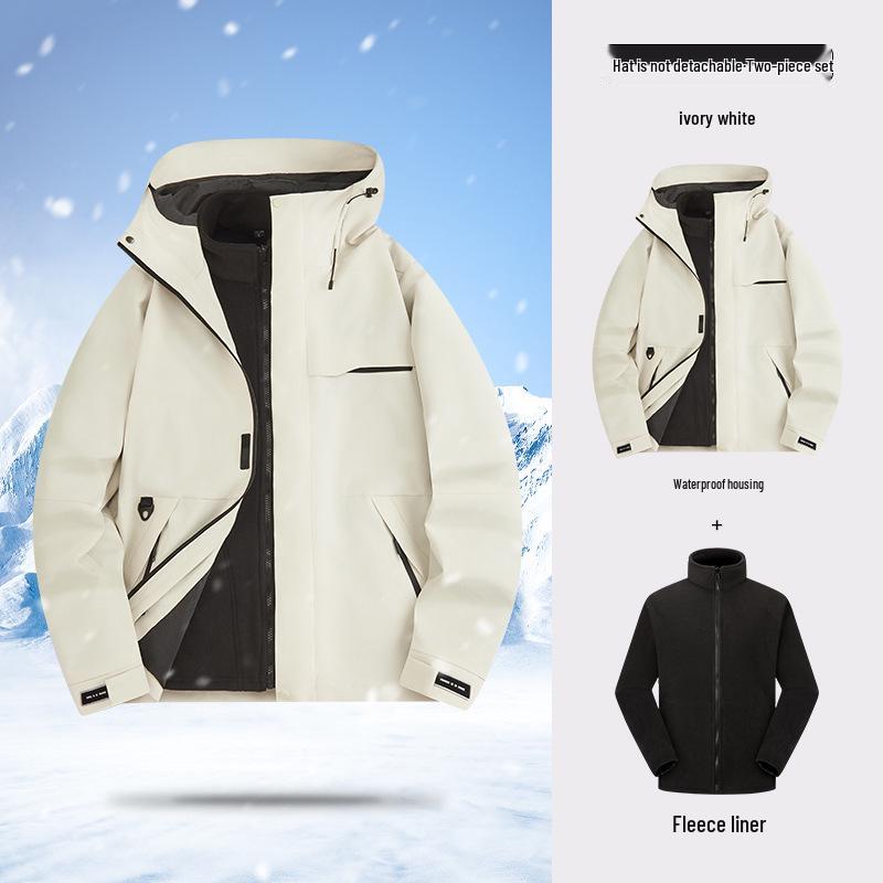 Men's & Women's 3-in-1 Detachable Hooded Jacket - Windproof, Waterproof, for Spring/Autumn Hiking & Mountaineering
