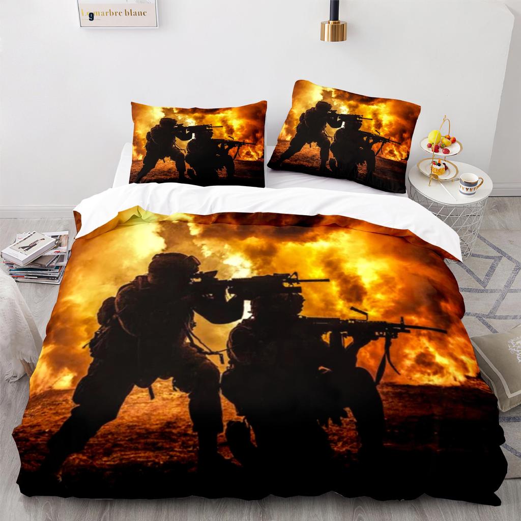 Home Textile Camouflage Quilt Cover Digital Printing Three-Piece Set 3D