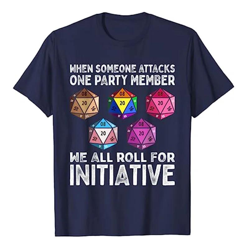 When Someone Attacks One Party Member D20 Dice LGBTQ Ally Proud T-Shirt Humor Funny LGBT Gamer Lesbian Graphic Tee Tops Gifts