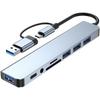 8-IN-2 USB C+USB3.0 Hub 8 Port USB Splitter Extended 3xUSB2.0+1xUSB3.0+1xType C Card Reader Adapter for PC Keyboards