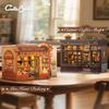 CUTEBEE Book Nook Kit 3D DIY Dollhouse with LED Light Bookshelf Insert Street Shop Series Miniature Model For Home Party Decor