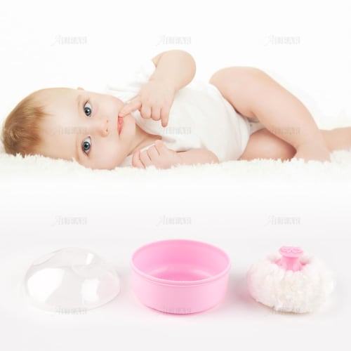 AUEAR Body Cosmetic Puff Sponge Box Case Container, Set of 2, 3.74x2.95 Inches, for After-Bath Use
