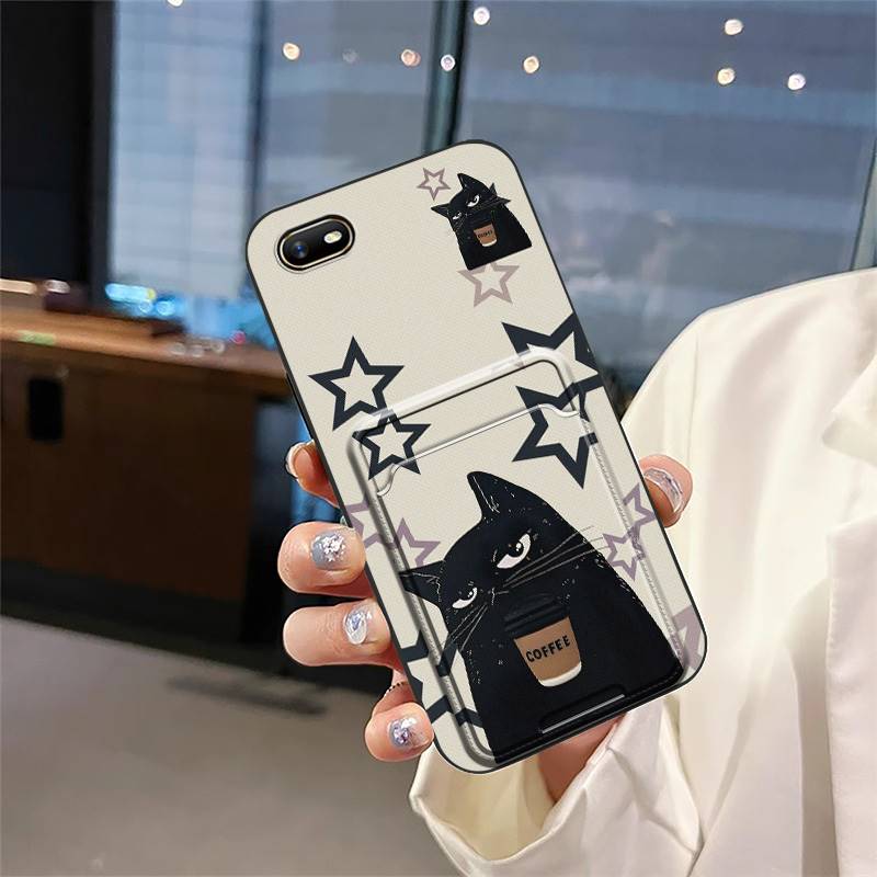 TPU Card sleeve Phone Case For OPPO A1K Card slot Silicone Fashion Design Anti-knock Graffiti protective Durable Cartoon