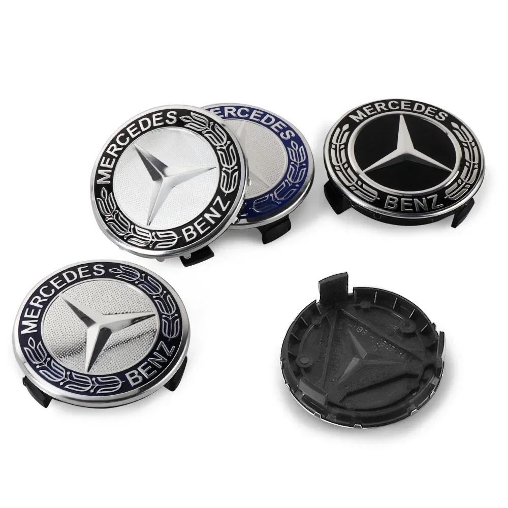 CFB1 2025 Hot For Mercedes Benz 4Pcs 75mm Car Wheel Center Hub Caps Cover Badge Accessories for Mercedes Benz B/C/E/S Class A Class C
