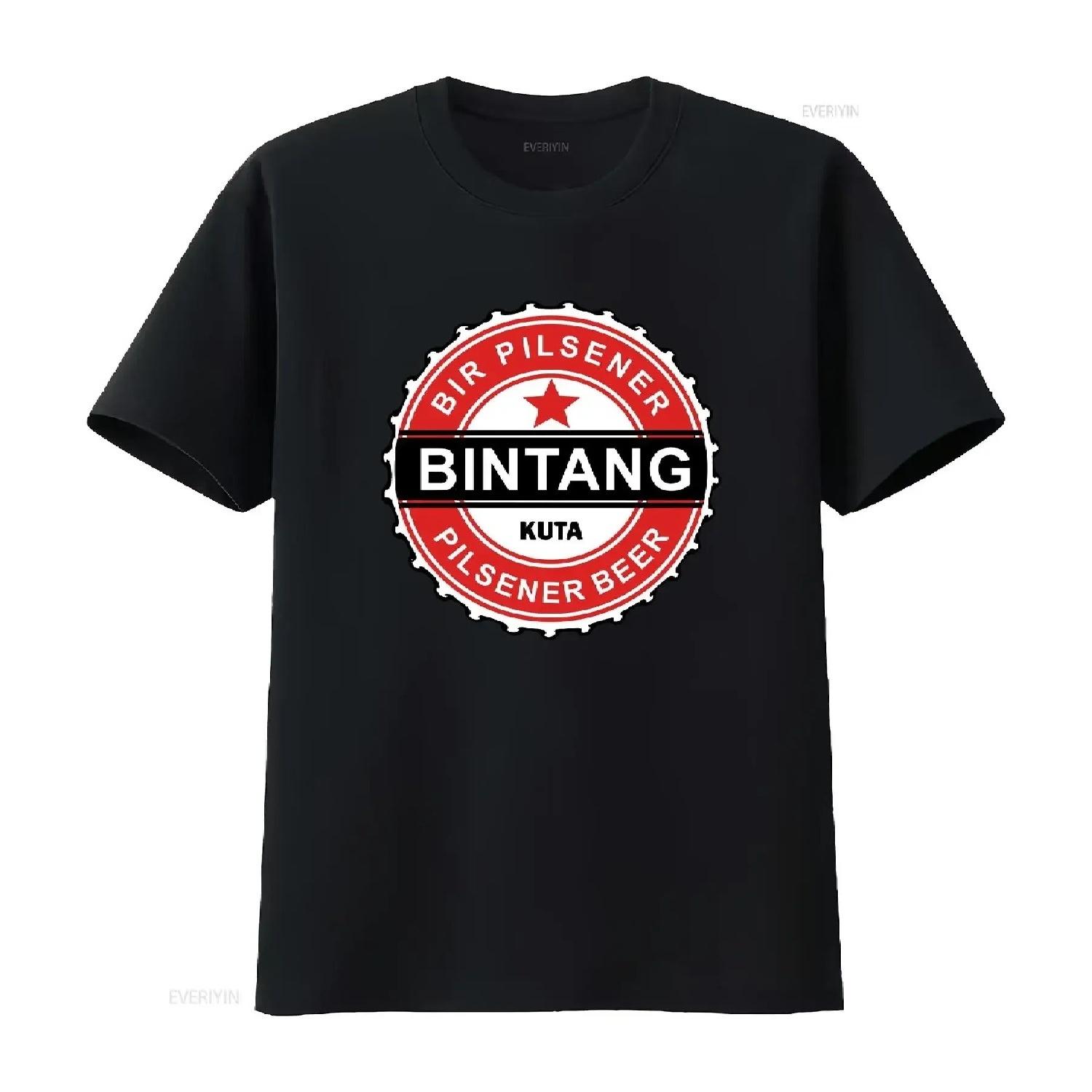 

Винтажная футболка Bir Bintang Pilsener из Бали Идея для сувенира Поездка в Куту для мужчин женщин Пивные товары винтаж Стирка S чёрный
